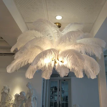 Полилеи, led нови полилеи от пера, креативна вила, модел, художествено оформяне на хол, лампа lustres de cristal