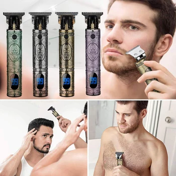 Електрическа машина за рязане на коса, USB Акумулаторна безжична машинка за подстригване с Т-образно острие за мъже, самобръсначка за плешив косата, брадата