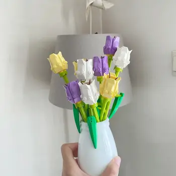 Лале градивен елемент на букет вечно цвете 3D модел Декорация на дома, растение, цвете в саксия Монтаж на тухли детски празнични подаръци