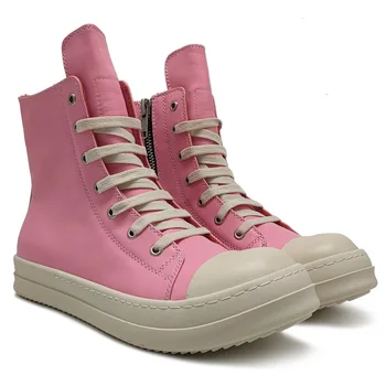 Ranmo, нова лятна мъжки и дамски обувки с висок берцем, розови ежедневни спортни обувки от естествена кожа, поднимающие спускане, стил на двойки