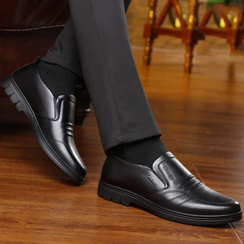 Мъжки Бизнес Кожени Обувки В Британския Стил, Лоферы За Шофиране С Мека Подметка, Однотонная Обувки С Кръгло Бомбе, Zapatos Para Hombres