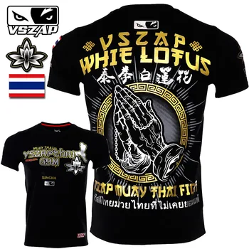 Тениска Vszap MMA със златни букви, на хладно тренировочная облекло за джу-джицу Муай-Тай, мъжки и дамски памучни тениски за кикбоксинга