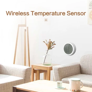 Сензор за температура и влажност на един Умен дом Sasha ZigBee С led екран, захранван от батерия, С помощта на Google Assistant и концентратор на Hristo Zigbee
