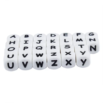 12 мм бели силиконови Букви мъниста с 30 бр английски азбука дете прорезыватель мъниста за персонални име за 