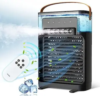Вентилатор за Климатик, Персонален един изпарителен Охладител на Въздуха, Сверхшумный Мини-Fan охлаждане на въздуха с функция за естествения вятър, 5 Вида Студена Мъгла
