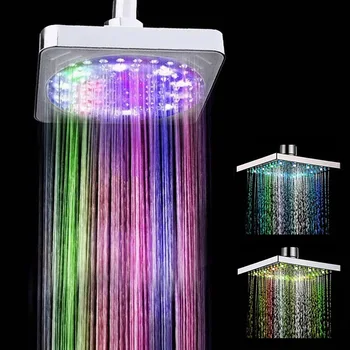 Модерен led лампа, което променя цвета, блясък вода, квадратна форма, дъждовна накрайник за душ, баня, хотел за къпане, романтичен аксесоар