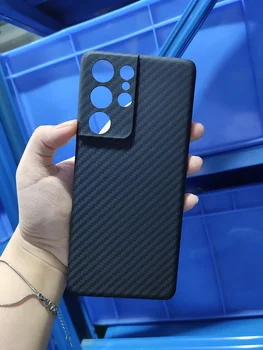 Дропшиппинг ултра тънък калъф за телефон от въглеродни влакна за Samsung Galaxy S21 Ultra Case Калъфи за защита на черни лещи S21Ultra Cover