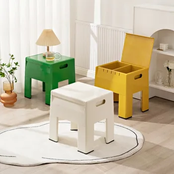 Малко прост табуретка за крака, стол за домашно съхранение, детска табуретка ins, удобен малък стол, лесен луксозен квадратен стол, стол за суета