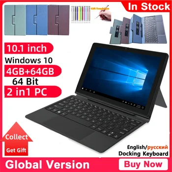 Продажбите на нови 10.1-инчов 64-битов мини-лаптоп 2в1 4 Gbit/с + 64 GB ROM B1 Windows 10 Tablet PC USB 3.0, съвместим с HDMI батерия с капацитет 6000 mah