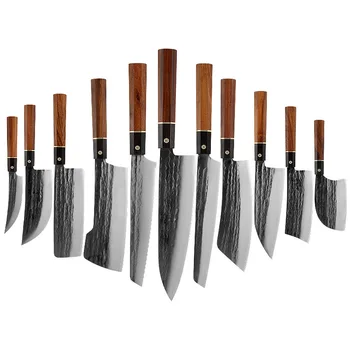 1-6 бр. комплект кухненски ножове Ултра остър секира с дървена дръжка Професионален японски нож за ръчно коване Комплект кухненски нож на главния готвач