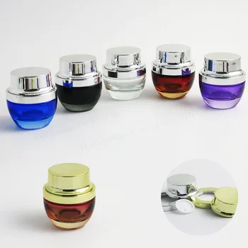 2x50 г Стъклена козметична опаковка 50 cc Празна стъклена банка за крема, козметични контейнери за крема, прозрачно синьо, червено, лилаво, черно