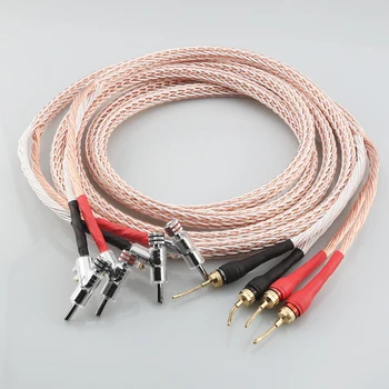 Висококачествен кабел динамиката на 12TC OCC мед аудиофильский кабела на високоговорителя от ракита с вилица тип 
