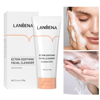 LANBENA Почистващо средство за лице Эктоин Антиалергичен възстановително успокояваща грижа за чувствителна кожа Пенка измиване подхранваща хидратиращ 100 г
