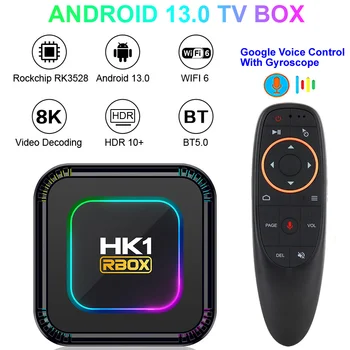 Android 13,0 Smart TV Box HK1 RBOX K8 Rockchip RK3528 макс 4 GB 128 GB мултимедиен плейър WIFI 6-8 КЪМ Декодиране на БТ 5,0 4 ДО HDR10 + Телеприставка