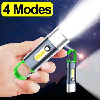4 Режима на Мини Led Светлини USB Акумулаторна батерия за Преносим Ключодържател Работен Светлина Водоустойчив ультраяркий Лампа Лампа за Къмпинг Фенер