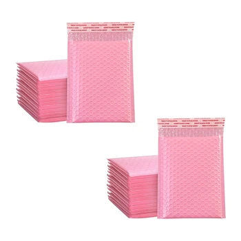 100ШТ полистирен пакети за пликове, пощенски пликове с самозаклеивающейся пълнеж, меки пликове с мехурчета пощенски пакети, розова чанта