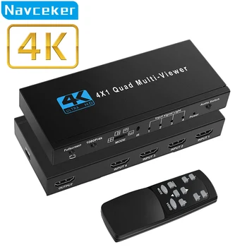 4K, HDMI-съвместим мультивидеовидеоэкран 4x1 1080P с четири екрана, сплитер HDMI за няколко мнения, безшевни ключ с ИНФРАЧЕРВЕН за PC