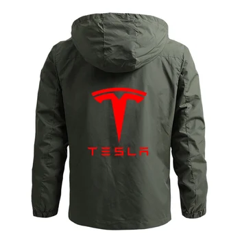 2023 Есен зима Печат на лого Tesla Висококачествено модерно яке с цип, с качулка мъжки однотонная