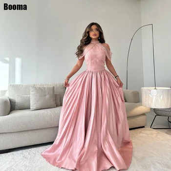 Booma Розови елегантни саудовско-арабски рокли за бала с открити рамене, вечерна рокля с дължина до пода, вечерна рокля robes de soirée