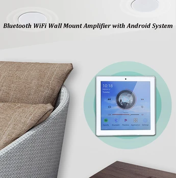 Аудио за smart home Sasha, монтиране на стена, такса усилвател Bluetooth и WiFi, мини усилвател със система Android RJ-45 и сензорен екран