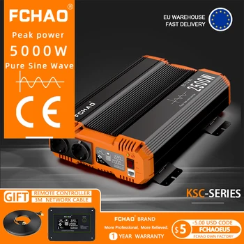 FCHAO 5000 W Слънчева енергия инверторите с чиста синусоида 12 В 24 В до 220 LCD дисплей за Домашно преобразувател на напрежение на ЕС изход дистанционно управление