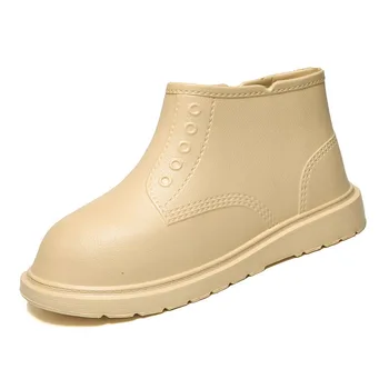 Непромокаеми обувки на равна платформа, мъжки нескользящая водоустойчив обувки за риболов, леки, тежкотоварни непромокаеми обувки на щиколотку голям размер