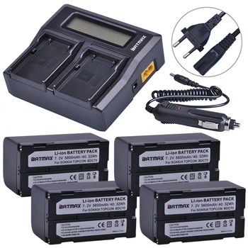 Батерия 4шт 5600 mah BDC70 + LCD Бързо Двойно Зарядно Устройство за Тахеометров Topcon Sokkia, Роботизирани Тахеометров и ГНСС приемници