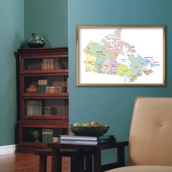 59*42 см, политическата карта на Канада на френски, монтиран на стената художествен плакат, платно, живопис, училищни принадлежности за пътуване, декорация за дома в хола