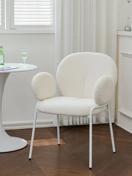 Мебели Nordic Home Хол С Облегалка Трапезни Столове За Спални, Столове За Грим, Модерна Маса За Хранене Произведено От Овче Руно, Столове