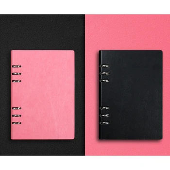 192 Страници офис бележник от изкуствена кожа формат А5 с отрывными листа в твърди корици с кръгчета в розово-черен цвят