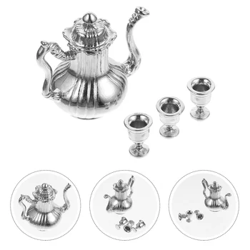 Миниатюрни чаени чаши, играчки, посуда, електрическа кана, предмети на домашния декор, метал