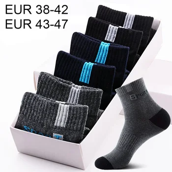 5 Двойки на Висококачествени Чорапи-Тръби От Дишаща Дезодорант От Бамбуково влакно За бизнес Мъже на Есен И Пролет-Лято, Големи Размери EUR 38-47