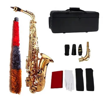 Алт-саксофон ми-бемол электрофоретический златен саксофонный инструмент с аксесоари с високо качество