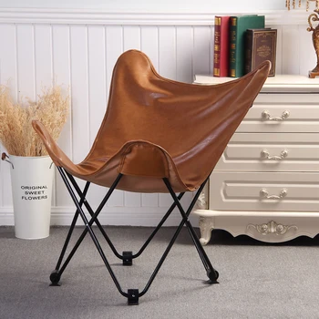 Кожен стол-пеперуда в скандинавски стил без кожа складное стол, лунен стол, стол за почивка, мързелив диван, дълбоко стол