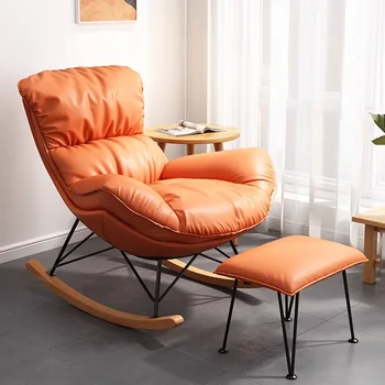 Стая Градински столове Кухня Луксозно съвременно дизайнерско кресло с възможност за сгъване на облегалката от италианска кожа Schaukelstuhl Nordic Furniture