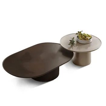 Масичка за кафе в скандинавски стил Минималистичная мебели за дневна в спокоен стил с минималистичен и персонални овална маса за кафе